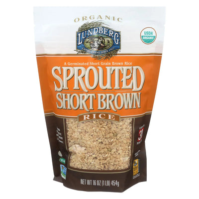 An image displaying Lundberg Family Farms Sprouted Short Brown Rice - Case Of 6 - 1 Lb. by Lundberg Family Farms
