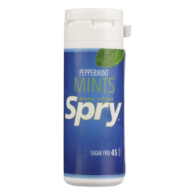 An image displaying Spry Xylitol Mints - Peppermint - Case Of 6 - 45 Count by Spry