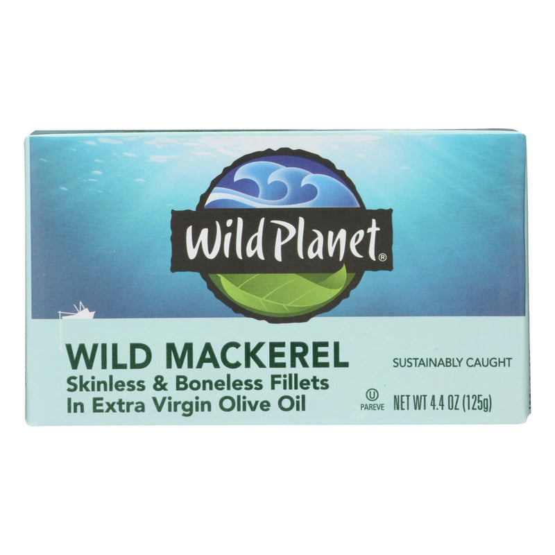 Wild Planet Wild Mackerel Fillets In Extra Virgin Olive Oil - Case Of 12 - 4.375 Ounce