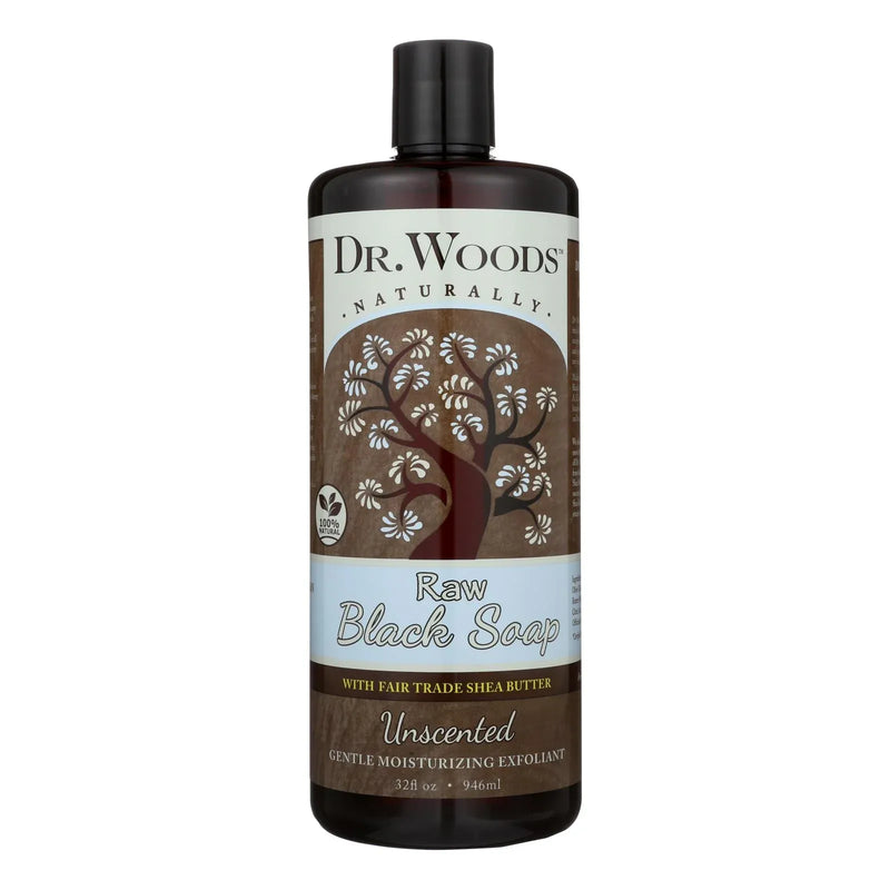 An image displaying Dr. Woods Naturals Black Soap - Shea Vision - Unscented - 32 Ounce by Dr. Woods
