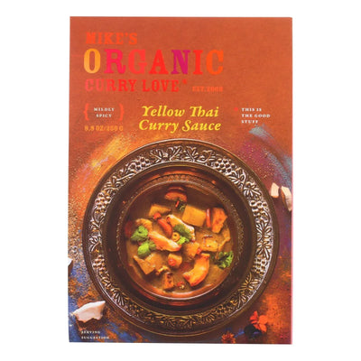 An image displaying Mike's Organic Curry Love - Organic Curry Simmer Sauce - Yellow Thai - Case Of 6 - 8.8 Ounce. by Mike's Organic Curry Love