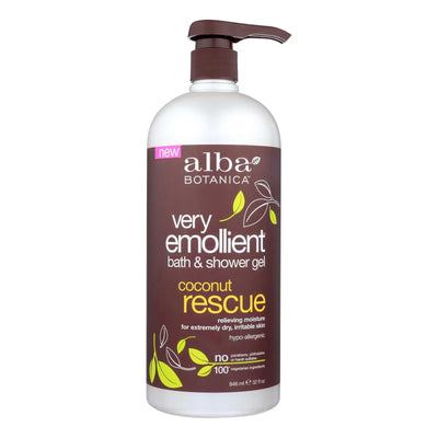 An image displaying Alba Botanica - Very Emollient Bath And Shower Gel - Coconut Rescue - 32 Ounce by Alba Botanica