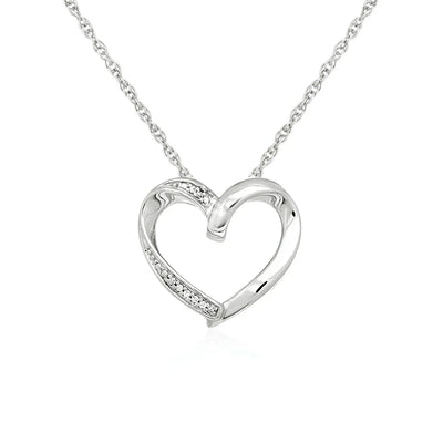 An image displaying Open Heart Pendant with Diamonds in Sterling Silver by Orca Market
