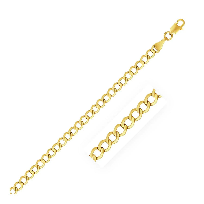 An image displaying 4.4mm 10k Yellow Gold Curb Chain by Orca Market