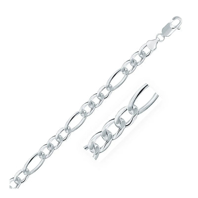 An image displaying Rhodium Plated 8.1mm Sterling Silver Figaro Style Chain by Orca Market
