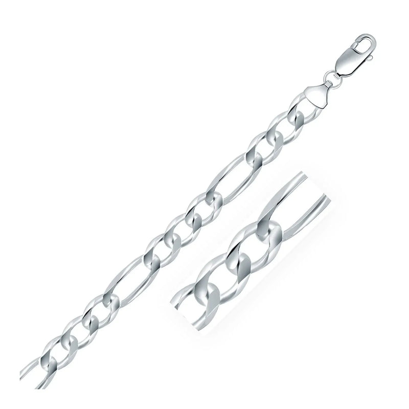 An image displaying Rhodium Plated 8.8mm Sterling Silver Figaro Style Chain by Orca Market