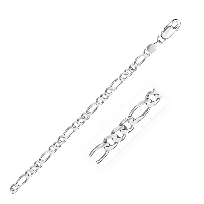 An image displaying 3.8mm 14k White Gold Solid Figaro Bracelet by Orca Market