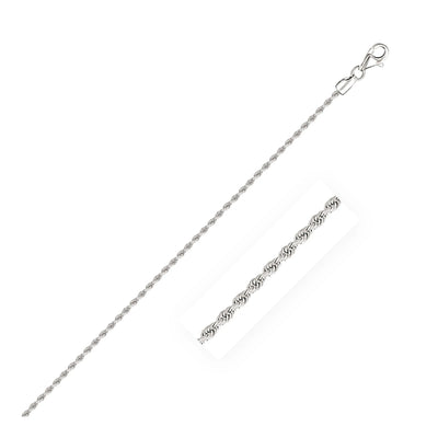 An image displaying 2.0mm 14k White Gold Diamond Cut Rope Anklet by Orca Market