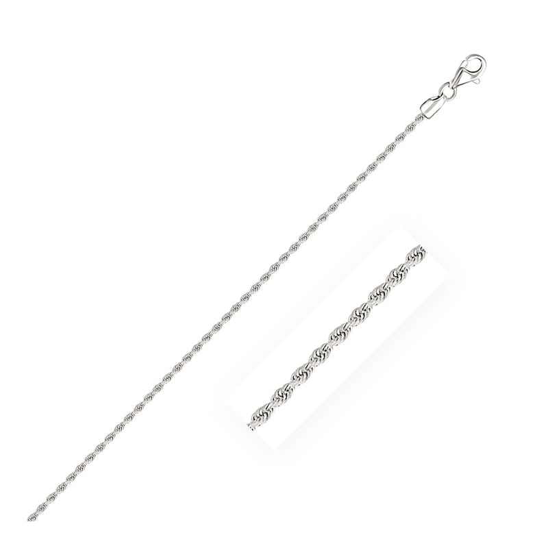 An image displaying 2.0mm 14k White Gold Diamond Cut Rope Anklet by Orca Market