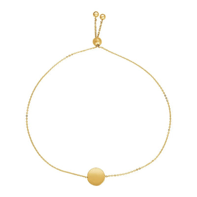 An image displaying Adjustable Bracelet with Shiny Circle in 14k Yellow Gold by Orca Market