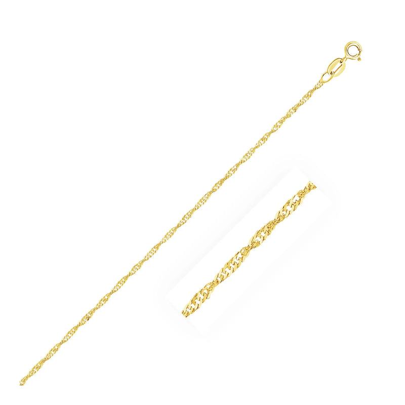 An image displaying 14k Yellow Gold Singapore Anklet 1.5mm by Orca Market