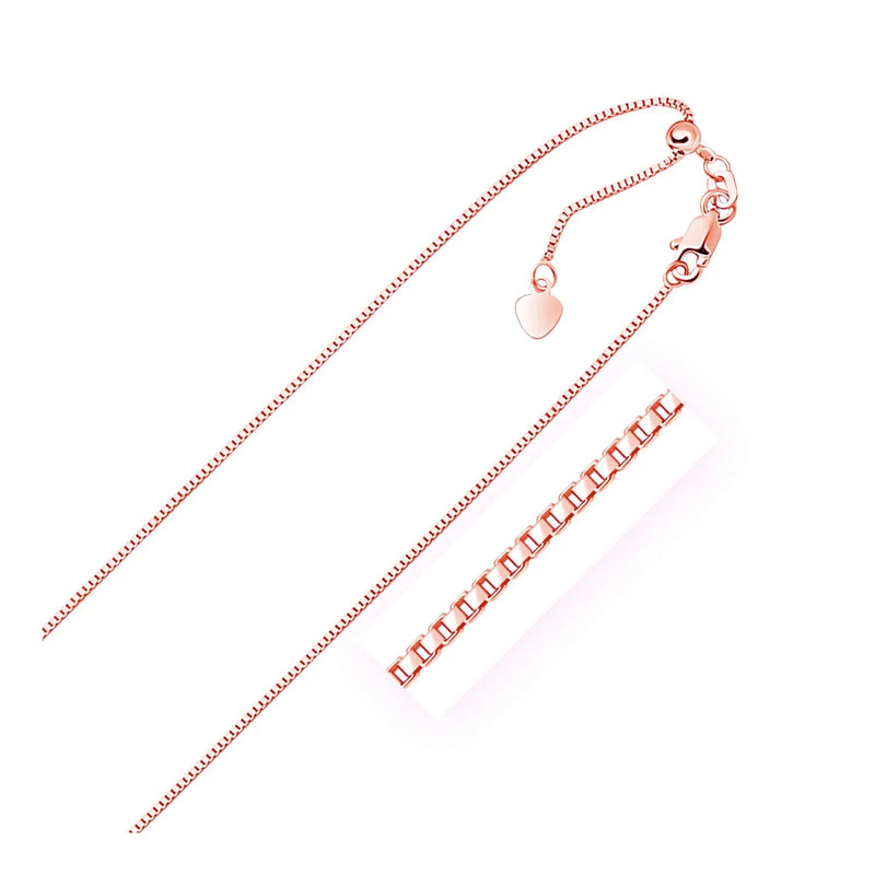 An image displaying 14k Rose Gold Adjustable Box Chain 0.85mm by Orca Market