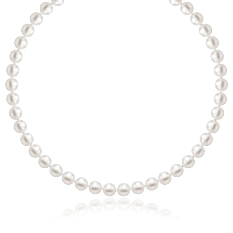 An image displaying 14k Yellow Gold Necklace with White Freshwater Cultured Pearls (6.0mm to 6.5mm) by Orca Market