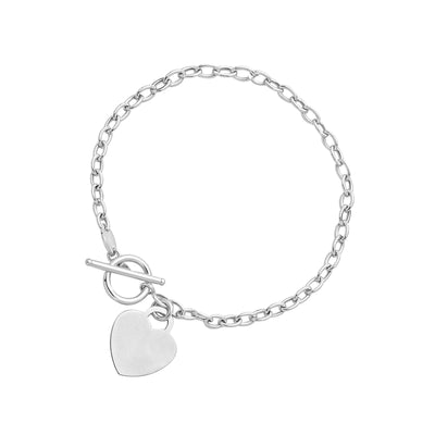 An image displaying Toggle Bracelet with Heart Charm in 14k White Gold by Orca Market