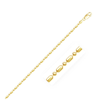 An image displaying 14k Yellow Gold Diamond-Cut Alternating Bead Chain 1.5mm by Orca Market