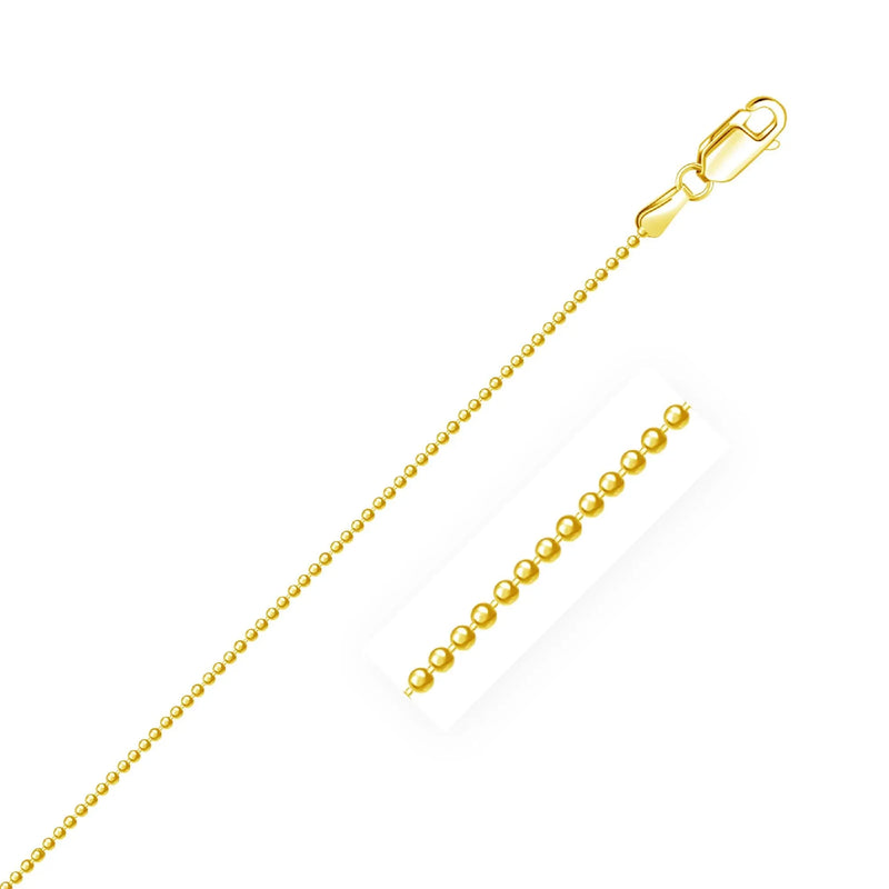 An image displaying 14k Yellow Gold Diamond-Cut Bead Chain 1.2mm by Orca Market