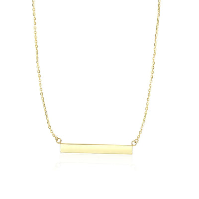 An image displaying 14k Yellow Gold Chain Necklace with a Shiny Flat Bar by Orca Market