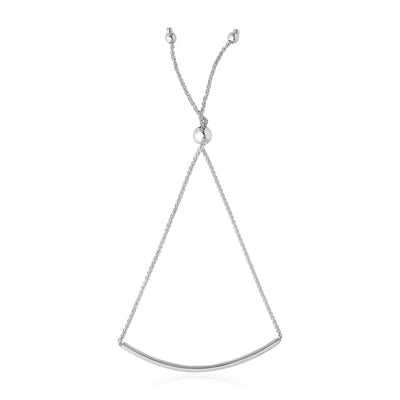 An image displaying 14k White Gold Smooth Curved Bar Lariat Design Bracelet by Orca Market