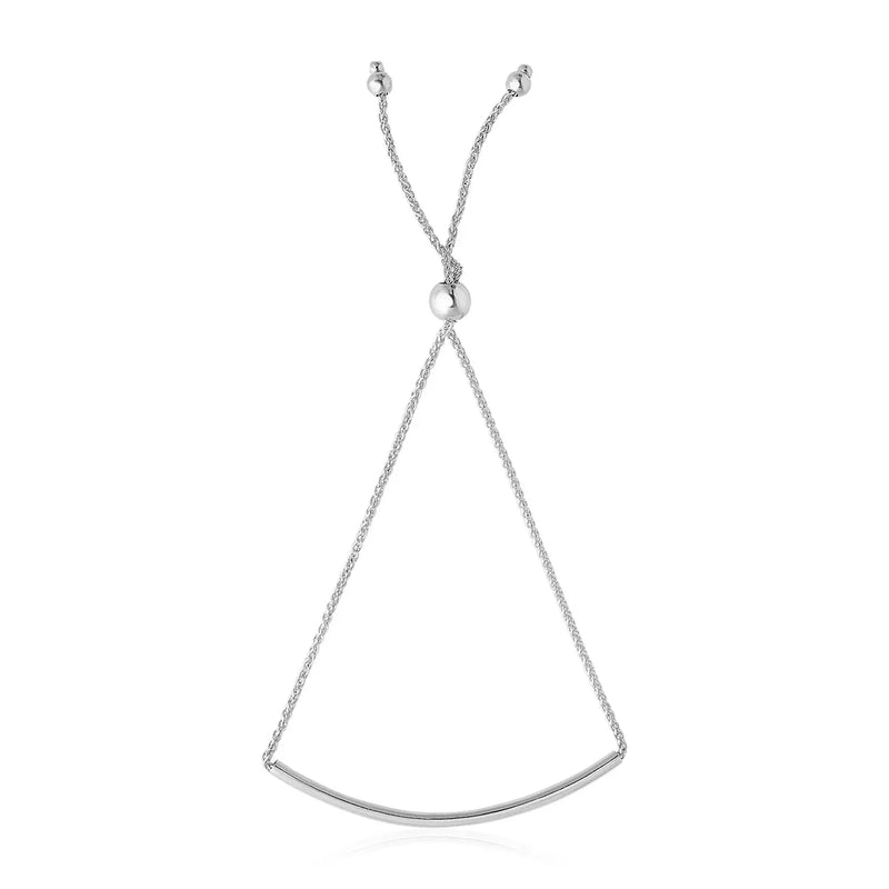 An image displaying 14k White Gold Smooth Curved Bar Lariat Design Bracelet by Orca Market