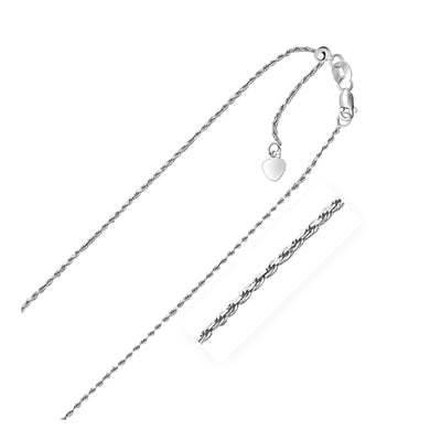 An image displaying 10k White Gold Adjustable Rope Chain 1.0mm by Orca Market