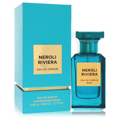An image displaying Neroli Riviera by Fragrance World Eau De Parfum Spray 2.7 oz for Men by Fragrance World