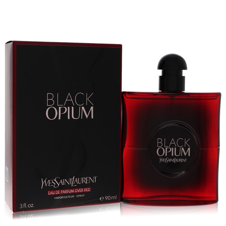 An image displaying Black Opium Over Red by Yves Saint Laurent Eau De Parfum Spray 3 oz for Women by Yves Saint Laurent
