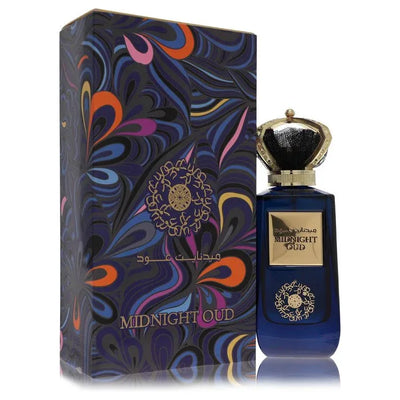An image displaying Ard Al Zaafaran Midnight Oud by Al Zaafaran Eau De Parfum Spray 3.4 oz for Men by Al Zaafaran