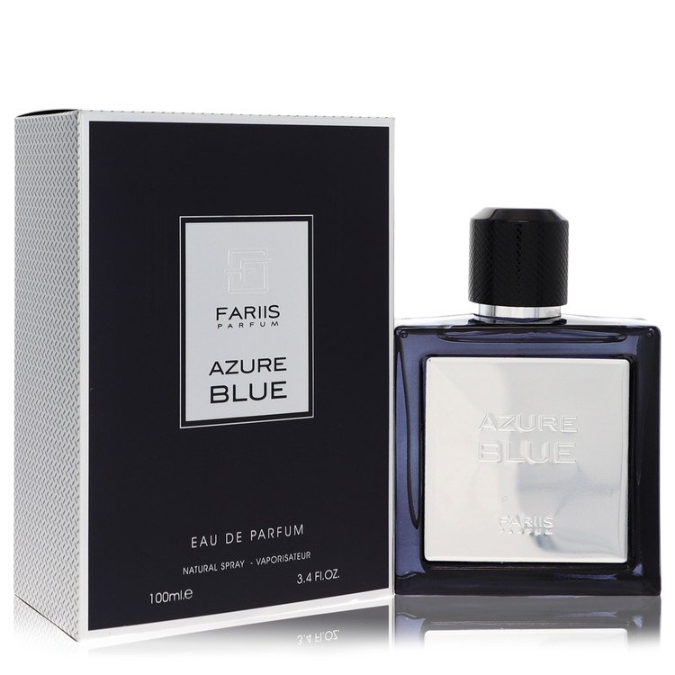 An image displaying Fariis Azure Blue by Fariis Parfum Eau De Parfum Spray 3.4 oz for Men by Fariis Parfum
