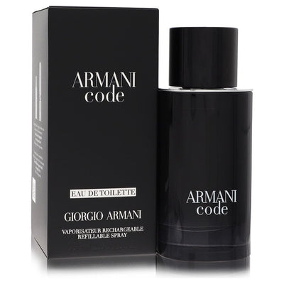 An image displaying Armani Code by Giorgio Armani Eau De Toilette Spray Refillable 2.5 oz for Men by Giorgio Armani