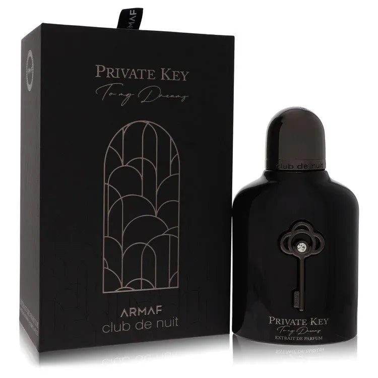 An image displaying Club De Nuit Private Key To My Dreams by Armaf Extrait De Parfum Spray 3.4 oz for Men by Armaf