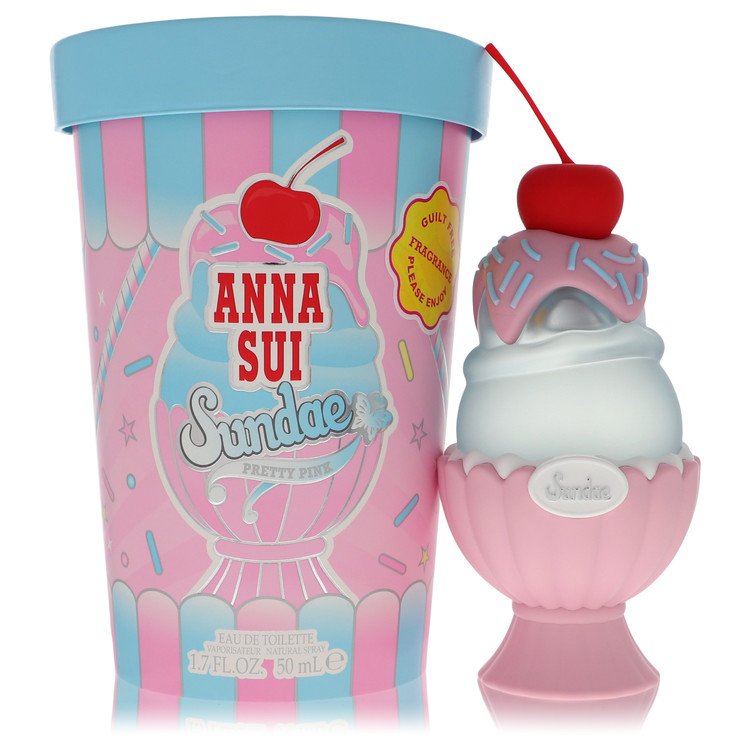 An image displaying Anna Sui Sundae Pretty Pink by Anna Sui Eau De Toilette Spray 1.7 oz for Women by Anna Sui