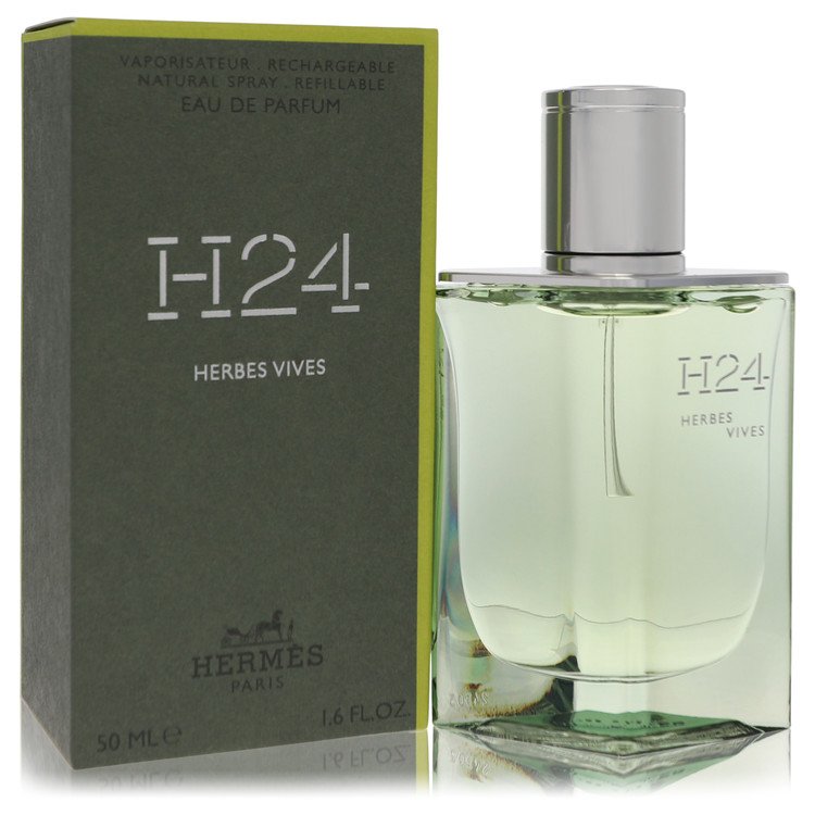 An image displaying Hermes H24 Herbes Vives by Hermes Eau De Parfum Refillable Spray 1.7 oz for Men by Hermes