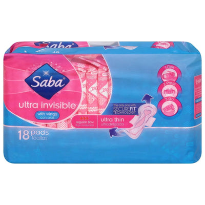 An image displaying Saba - Pads Ultra Thin - Case Of 12-18 Count by Saba