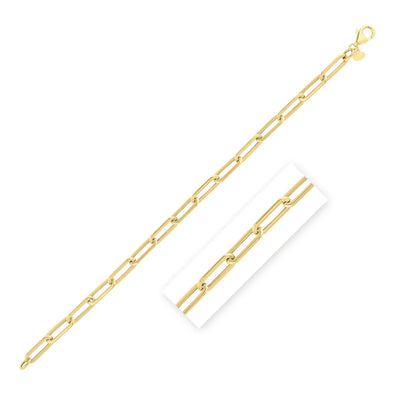 An image displaying 14k Yellow Gold Long Domed Paperclip Chain Bracelet (4.80 mm) by Orca Market
