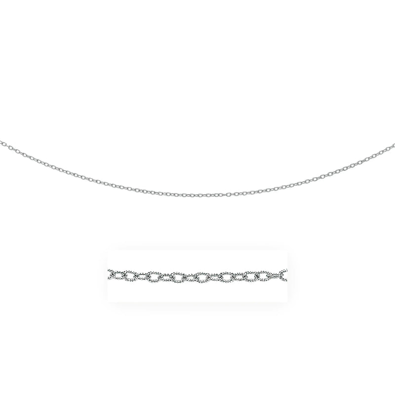 An image displaying 2.5mm 14k White Gold Pendant Chain with Textured Links by Orca Market