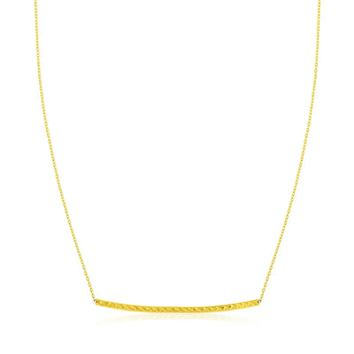 An image displaying 14k Yellow Gold Thin Textured Bar Necklace by Orca Market