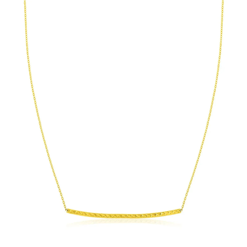 An image displaying 14k Yellow Gold Thin Textured Bar Necklace by Orca Market
