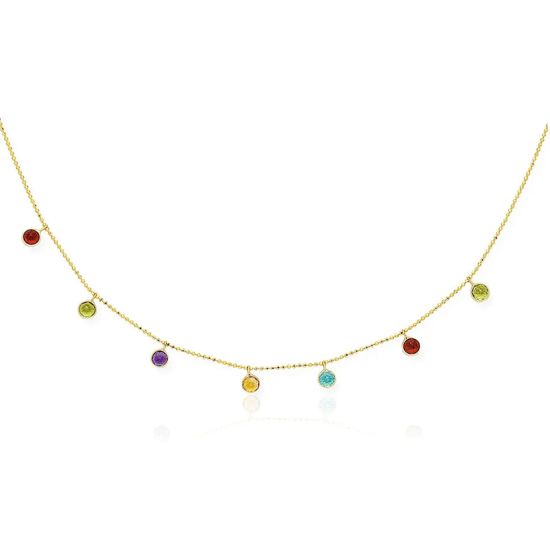 An image displaying 14k Yellow Gold Cable Chain Necklace with Round Multi-Tone Charms by Orca Market
