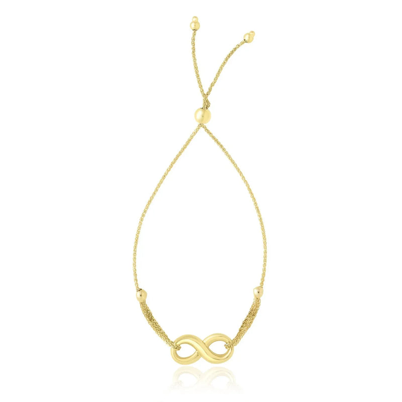 An image displaying 14k Yellow Gold Infinity Motif Adjustable Lariat Bracelet by Orca Market