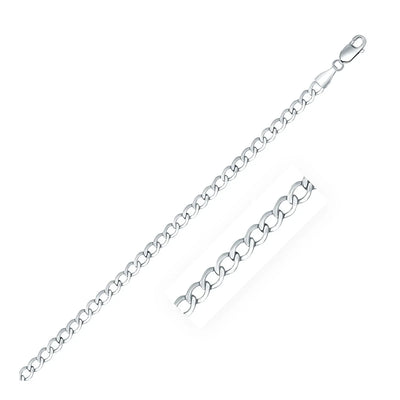 An image displaying Rhodium Plated 3.7mm Sterling Silver Curb Style Chain by Orca Market