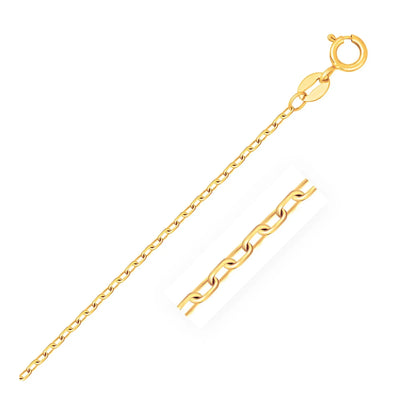 An image displaying 14k Yellow Gold Faceted Cable Link Chain 1.3mm by Orca Market