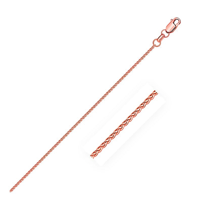An image displaying 14k Rose Gold Diamond Cut Round Wheat Chain 1.1mm by Orca Market