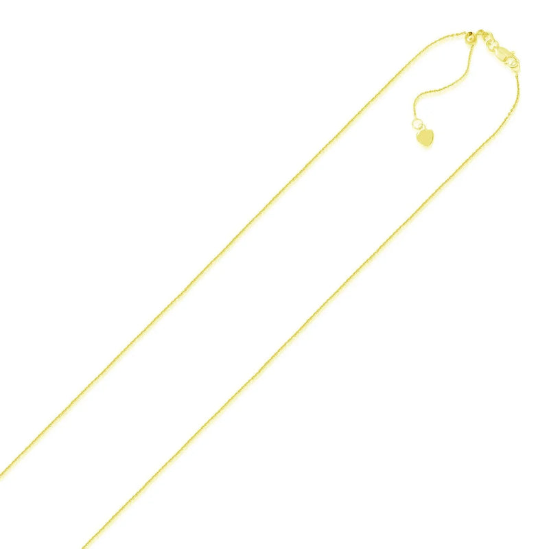 An image displaying 14k Yellow Gold Adjustable Cable Chain 0.9mm by Orca Market