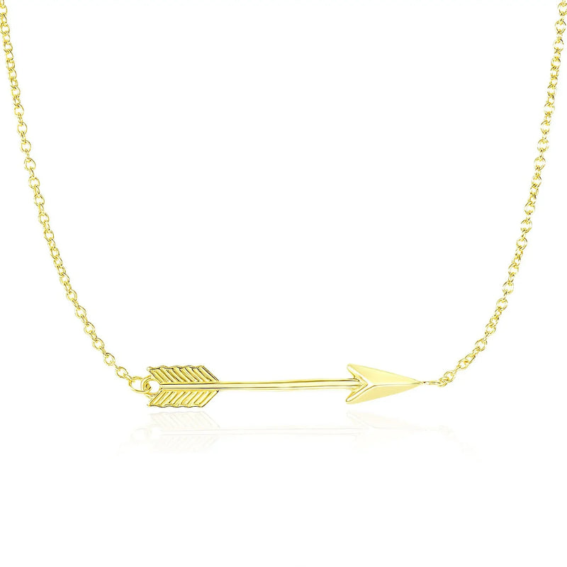 An image displaying 14k Yellow Gold Chain Necklace with Horizontal Arrow Pendant by Orca Market