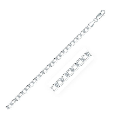 An image displaying Rhodium Plated 4.7mm Sterling Silver Curb Style Chain by Orca Market