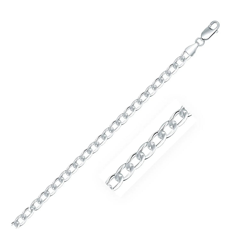 An image displaying Rhodium Plated 4.7mm Sterling Silver Curb Style Chain by Orca Market