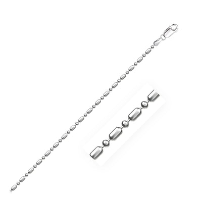 An image displaying 14k White Gold Diamond-Cut Alternating Bead Chain 1.5mm by Orca Market