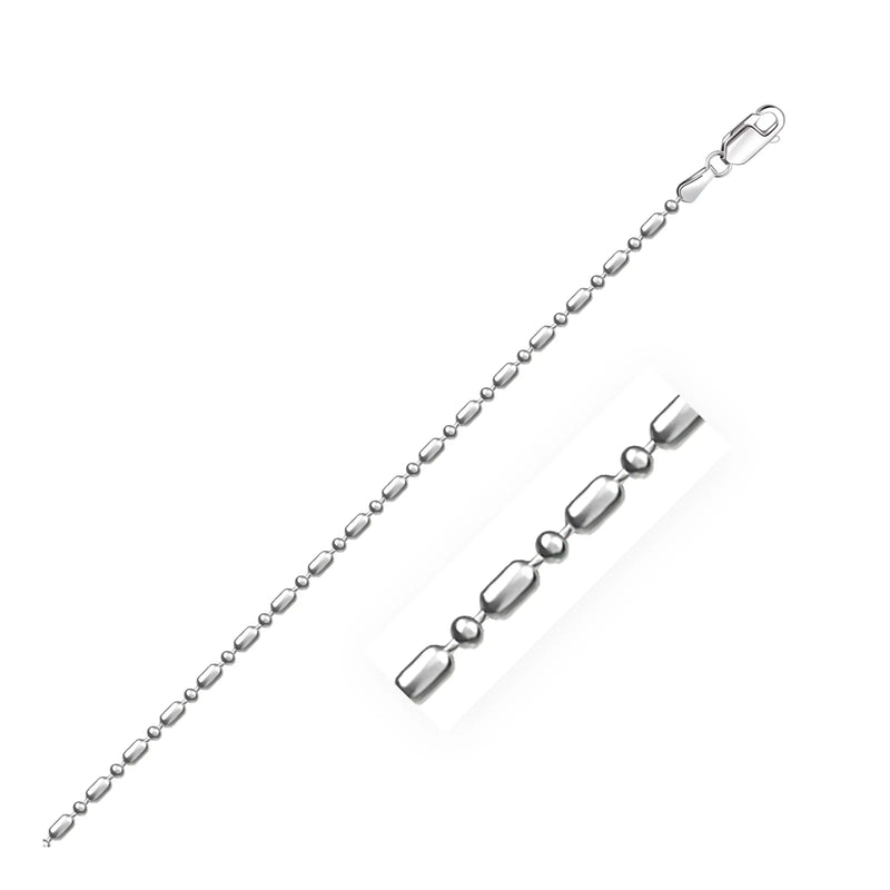 An image displaying 14k White Gold Diamond-Cut Alternating Bead Chain 1.5mm by Orca Market