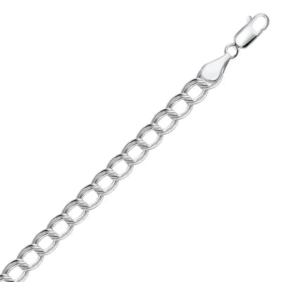 An image displaying Sterling Silver Small Ridged Circular Chain Bracelet with Rhodium Plating by Orca Market