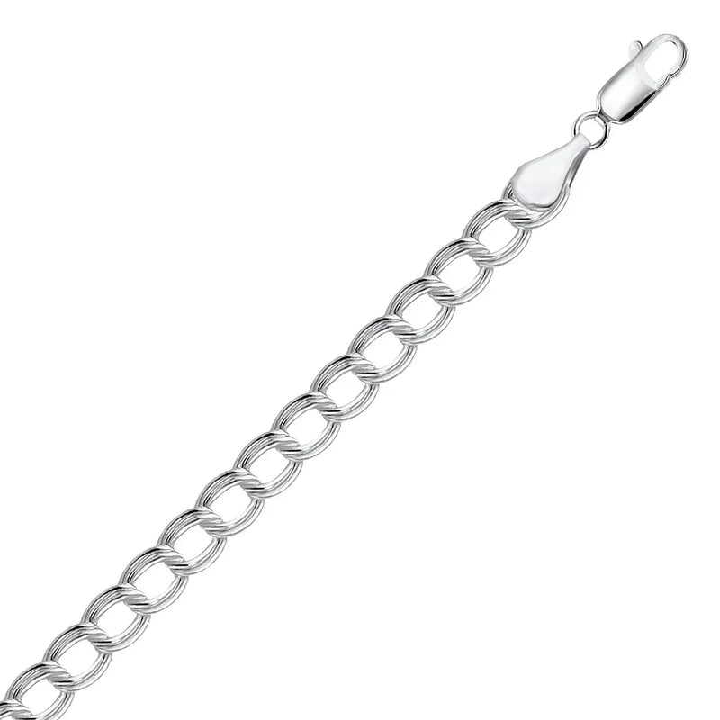 An image displaying Sterling Silver Small Ridged Circular Chain Bracelet with Rhodium Plating by Orca Market